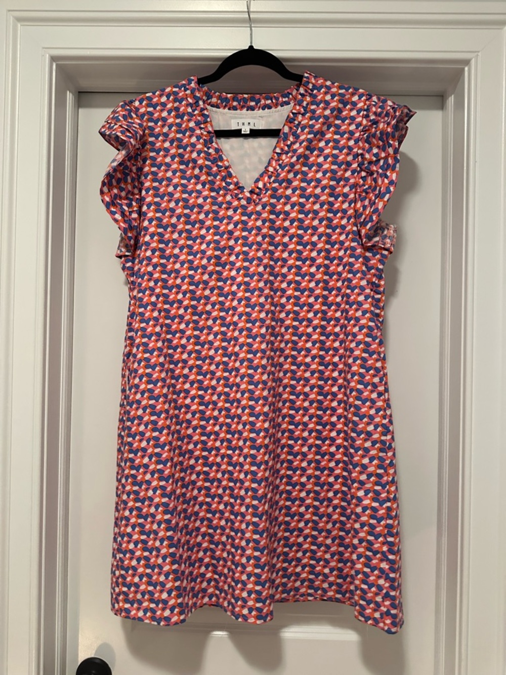 THML Dress, Blue, Pink & Orange, Size L